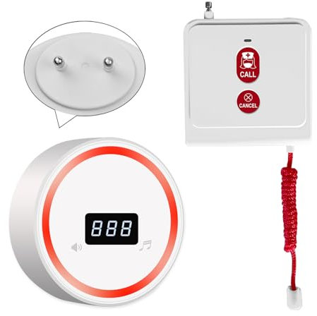 WNKRUN - Botón de emergencia para personas mayores, timbre inalámbrico para el hogar interno para personas mayores, llamada de emergencia para pacientes, botón de emergencia, alarma SOS inalámbrica