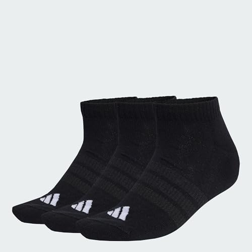 adidas unisex - vuxen Cushioned Essentials Low Cut Socks 3 Pair Pack, black/black/white, 6-7 Years