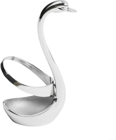Swan Shaped Stainless Steel Utensil Holder Kitchen Organizer Flatware Container Spoon Storage Rack Countertop Decor Metal Cutlery Stand Home Bar Dining Table Accessory(Silver)