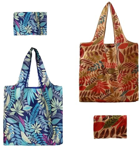 COYUN 2 Pcs Bolsa Compra Plegable Grandes, Tote Bag,Bolsa De Compras Plegable Ecológica Para La Compra Diaria De Alimentos,Viajes Al Aire Libre, Camping y Senderismo,Lavables,Impermeables,Reutilizable