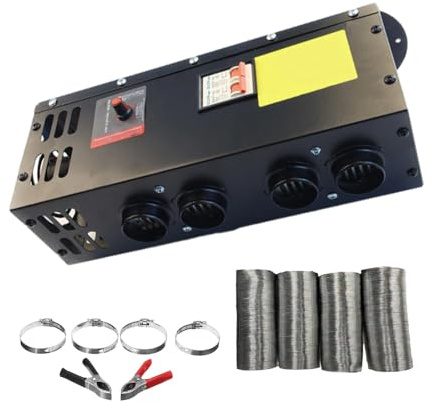 Riloer Riscaldatore Elettrico per Auto, sbrinatore per Camper, 12 V, 600 W-800 W, Ventilatore riscaldatore Portatile, 4 Fori, sbrinatore per Parabrezza, Riscaldamento e Raffreddamento
