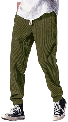 Pantaloni da uomo in velluto a coste, larghi, in vita elasticizzata, lunghi, sportivi, caldi, invernali, a nido d'ape, comodi, per il tempo libero, con tasche, streetwear