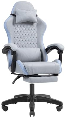 Mars Gaming MGC-X, Silla Gaming Ergonómica, Tejido Transpirable, Respaldo Reclinable y Altura Regulable, Reposabrazos Dinámico, Cojín Cervical y Lumbar, Silla Oficina con Reposapiés Extensible, Azul