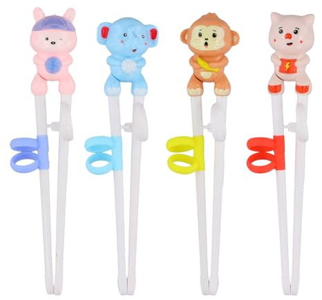 4 Paar Anti Rutsch Chopsticks Helper, Stäbchen für Kinder, Essstäbchen Hilfe Als Halterung für Anfänger, Hilfe Cute Chinesische Stäbchen, Lernstäbchen für Anfänger