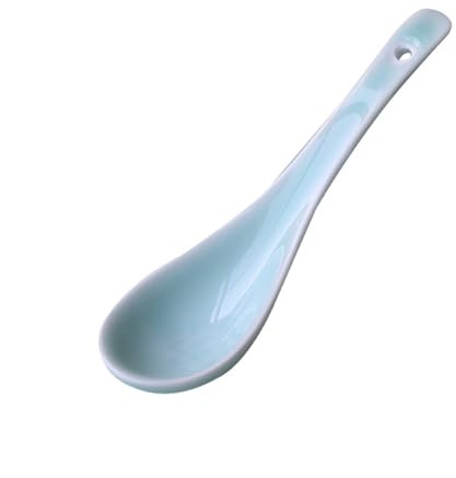 ALMLNLL Cuchara sopera China de celadón, cucharita cerámica, cucharón Verde Perfecta for Desayuno, postres, Fideos, Cereales y Helado(B)