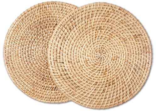 Encasa XO Tovagliette Rotonde Rattan, Sottopiatti 12