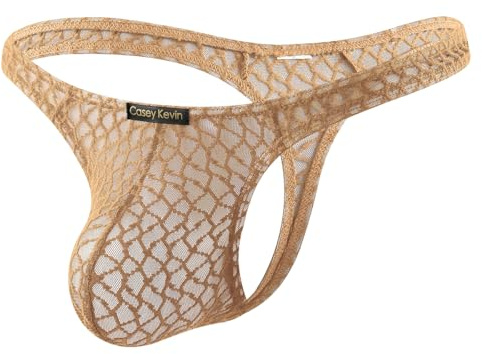 Casey Kevin herrstring transparent nät spets tanga underkläder sexig genomskinlig låg midja G-string för män andningsbar intimunderkläder, M