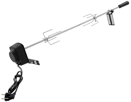 Set di spiedini girevoli in acciaio inox con motore, rotazione a 360°, 220-240 V, spiedo rotante per barbecue a gas e barbecue a carbonella, ideale per feste, feste e grigliate a carne