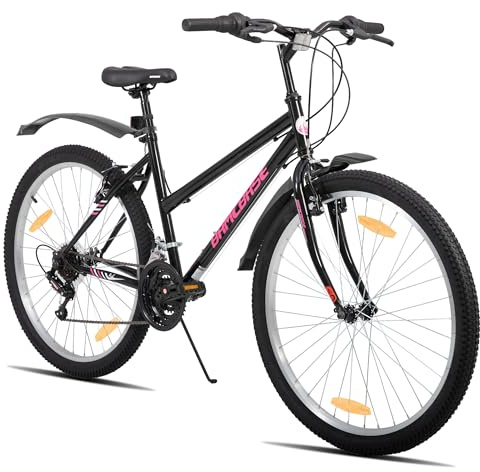 HILAND 24 26 Zoll Mountainbike für Mädchen & Frauen, 18-Gang MTB, Herren und Damen Fahrrad mit V-Bremsen, Robuster Stahlrahmen Mountainbike für Jugendliche und Erwachsene