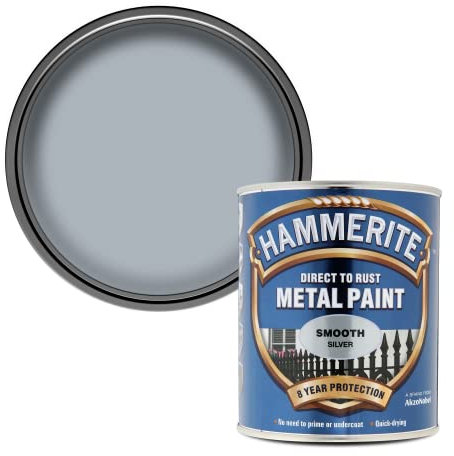 Hammerite Direct to Rust Metal Paint - Smooth Silver Finish 750ML