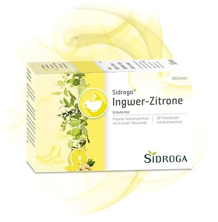 Sidroga Ingwer-Zitrone: Pikanter Tee mit frischer Zitrusnote, 20 Filterbeutel mit je 2 g