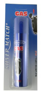 Silver Match Recharge de Gaz 90 ML pour Briquet et Chalumeau de Cuisine, Blister, Gaz Butane Premium Pur, 5 Adaptateurs, Compatible Briquet Classique, Tempête, Chalumeau, Allume-Tout, 40673312