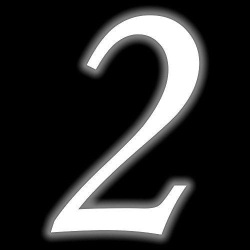 Leuchtziffer - Selbstklebende Hausnummer - 2 - leuchtend, 10 cm hoch - Kleben statt Bohren, nachleuchtend Aufkleber, Ziffer, Zahlen - Leuchtfolie
