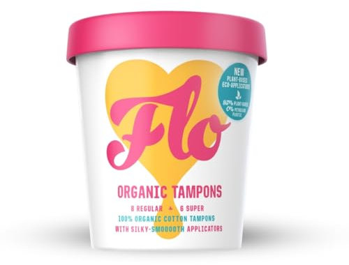 FLO Applicator Tampons, Made from Organic Cotton, Biodegradable, Regular and Super Combo Pack, 14 Count