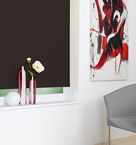 JalousieCrew Kettenzugrollo Classic Seitenzug Rollo schwarz - 60-220 cm Länge 180 cm und 230 cm Blickdicht Blickschutz Tür Fenster (150 x 180 cm)