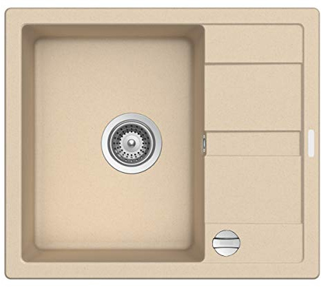 Victory S580 Granitspüle 58x50cm Küchenspüle Einbau Spülbecken ab 45/50er Schrank inkl. Drehexcenter Made in Germany (creme)