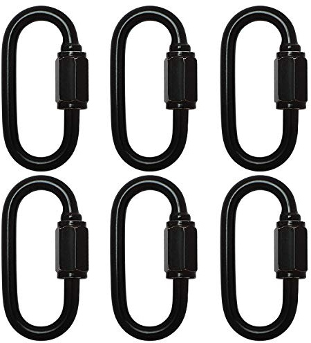 6 Pcs M4 Black Carabiner Chain Quick Links Connector 4mm Thickness Oval Stainless Steel Locking Carabiner Screw Lock Clip by STARVAST for Swing Play Set and Outdoor Equipment
