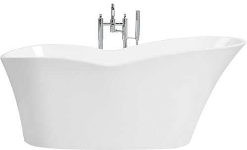 Edle Acryl Badewanne oval freistehend weiß mit Überlauf 170 x 80 cm Dulcina