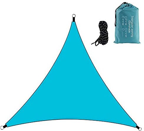 JDTEU Sonnensegel Dreieck, Tarp Wasserdicht Sonnensegel Dreieck, 4m x 4 m Sonnenschutz Wetterbeständig mit Seil, Atmungsaktiv & 90% UV Schutz, für Garten Terrasse Camping (Blau)