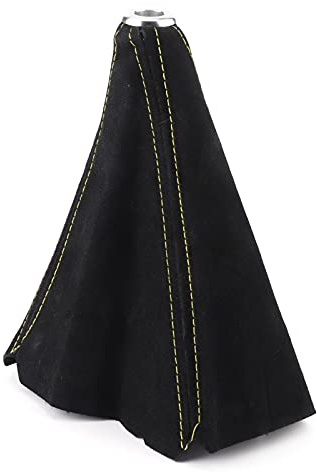 Aramox Universal Gear Lever Gaiter Stick Cover car, Interior Suede Gear Gaiter Shift Lever Boot Gearstick Knob Stick Covers for Most Vehicles(Yellow Stitching)