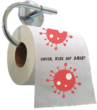 Covid Kiss My Arse Toilet Paper - Funny Printed Loo Roll - Novelty Gift for Bathrooms and Washrooms