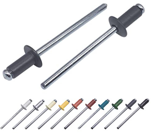 Marcopol Confezione da 100 rivetti ciechi verniciati, 3,2 x 8 mm, testa a cupola, DIN 7337, rivetti in alluminio e mandrino in acciaio, rivetti pop (100, grigio antracite RAL 7016)