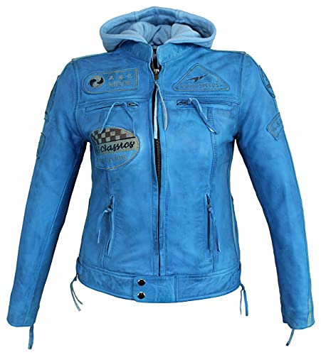 EURO STARS Damen Motorrad & Freizeit Lamm Leder Jacke Schwarz, Biker Ladies Leather jacket