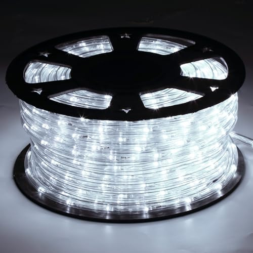 Randaco 20m LED Lichtschlauch, 480 LED Lichterschlauch Außen, IP20 Deko und Beleuchtung LED Schlauch, Schwarz Controller mit Memory-Funktion, für Garten, Party, Hochzeit, Halloween, Kaltweiß | LEDs,13 mm PVC-Lichtschlauch,8 Programme,6-Std.-Timer,Speicherfunktion,für Innen/Außen;Controller trocken halten