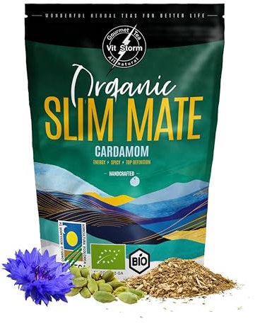 VITSTORM® Slim Yerba Maté Cardamome - Boisson Energisante & Tisane Detox Foie – Thé BIO Draineur - Pissenlit - Infusion Vrac 100g