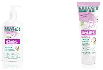 ENERGIE FRUIT | Masque + Après Shampoing | Coco & Beurre de Karité BIO | Cheveux Bouclés Frisés | Vegan | 300ml & Shampoing sans Sulfate | Coco & Beurre de Karité BIO | Cheveux Bouclés Frisés | 250 ml