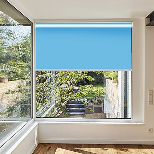 RYNS Verdunkelungsrollo Seitenzugrollo 80x200cm 99% Schattentuch Mit Ösen Wasserdicht Hitzeschutz Jalousien Doppelrollo Fensterrollo für Fenster&Tür Küche Büro, Himmelblau