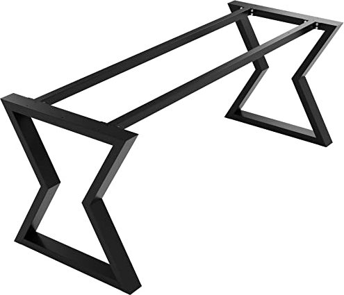 MetaloPro Tischbeine Metall, Schwerlast Stahl Schreibtisch Beine, Tischkufen Schwarz und Schrauben, Bodenschoner, Trapez Tischgestell für Moderne Couchtisch, Esstisch, Wohnzimmertisch – 130x70x72 cm