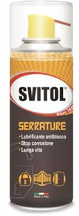 SVITOL Serrature, Lubrificante per il Trattamento Professionale di Serrature e Meccanismi delle Porte, Anticorrosivo, Valvola Erogatrice a 360°, 180Ml