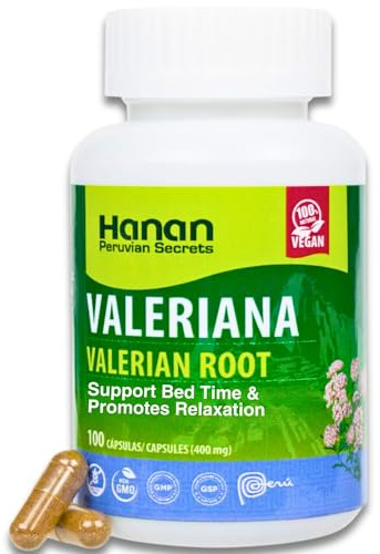 Hanan Peruvian Secrets Valerian Root Capsules (100ct) - Pure Valeriana Te de Valeriana Herbal Calming Night Relaxation Wellness Support Tea Supplement from Peru