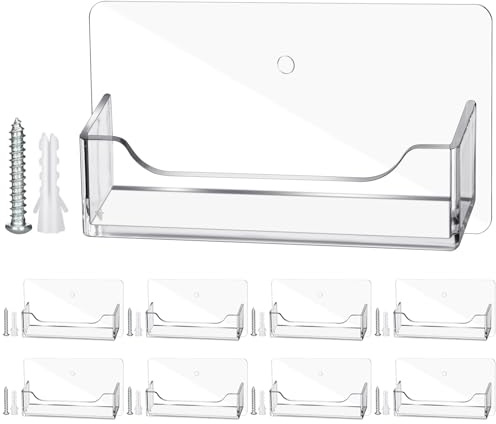 Wesiti Visitenkartenhalter aus transparentem Acryl, für Schreibtisch, Visitenkarten, Ständer, Tür, Schreibtisch-Organizer für Büro, Zuhause, Wandmontage oder zum Aufstellen auf dem Tisch, 8 Stück