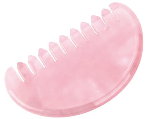ideayard Gua Sha Kamm für Frauen Kopf Kopfhaut Massage Werkzeug Handgemachte Rosenquarz Kamm Poliert Runde Zahnpunkt Massager Therapie Werkzeug für Geschenk (Rosa)
