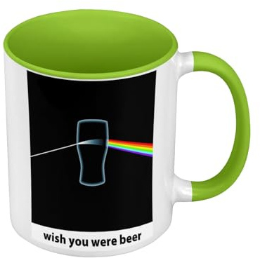 Colour Mug Premium Quality Green – Dark Side of The Beer/Wish You Were Beer – Mug with Handle and Coloured Interior