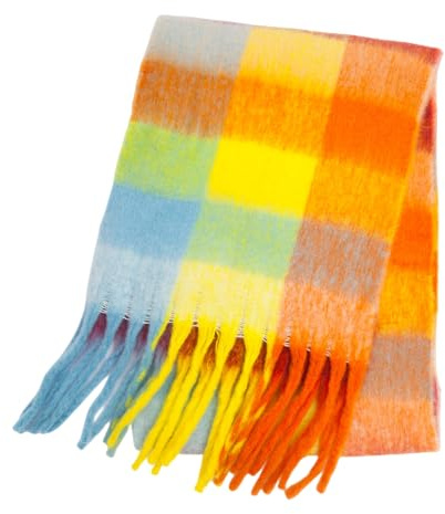 Bakicey Damen Schal Warm Dichter Bartfarbe Vier-Gitter-Schal Herbst Winter Verdickt Doppelseitig Kariert Frauen Halstuch Deckenschal Hals Scarf Poncho Cape