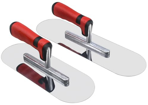 Concrete Tools Set Stainless Steel Pool Trowel 2 PC (14 x 4 & 11x4) Flat Finishing Trowel Cement Drywall Plastering Masonry Construction Hand Tool