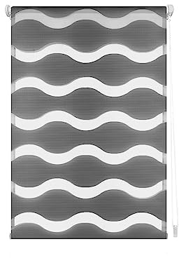INTERBLIND | Estor Enrollable Noche y Día Doble Capa Ondulado Tamaño 92x150 - Estor Instalación Versátil: Colgar, Atornillar, Pegar Tamaño Tela 89x145