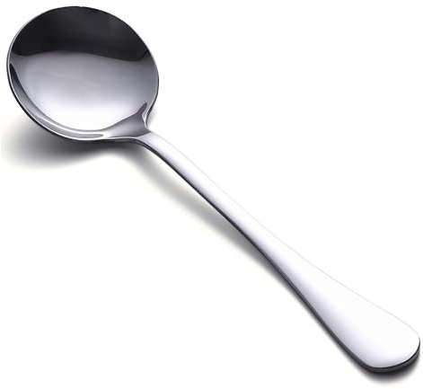 HornTide Ensemble de 6 cuillères à soupe Cuillère à bouillon Couverts en acier inoxydable Polissage miroir 18,8 cm 7,4 pouces