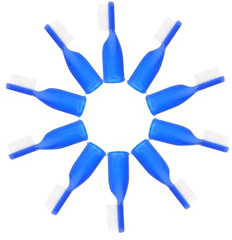 Fingerzahnbürste 10 Stück aus Kunststoff, Blau, für Sichere Mundreinigung | Kleiner Zahnbürste To Go, Gefängniszahnbürste, Zahnbürsten Pack, Praktische Fingerform