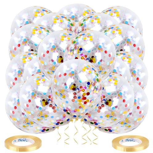 Eniyou 20 Pezzi Palloncini Con Coriandoli Palloncini Colorati Misti Decorazioni per Feste Di Compleanno Matrimoni Anniversari Con 2 rotoli di nastro