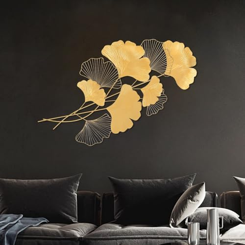 biusgiyeny väggdekoration guld, väggdekoration vardagsrum väggdekoration ginkgoblad metall dekoration dekoration bild metallbild gyllene färger