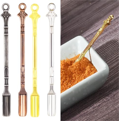 4 Pcs Mini Spoon Snuff Shovel Spoon Spatula Medicine Spoon for Filling Vials with Medicine Dab Salts Herbs Wax Oil Sand