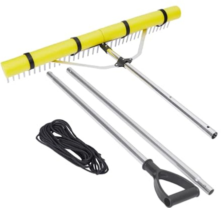 Colcolo Râteau flottant pour étang de lac, tête de 92cm, cadre en aluminium pour jardins, flotteurs détachables, poignée étendue de 7,5 pieds