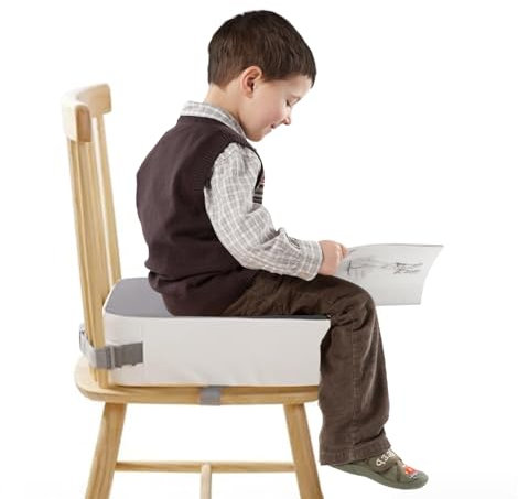 SitzerhöHung Stuhl Kind PU Waschbar Zerlegbar 10cm SitzerhöHung Sitzkissen Kinder mit 2 Sicherheitsschnalle Gurt Tragbare KindersitzerhöHung Rutschfeste StuhlerhöHung Kinder (Dunkler) (Dunkler)