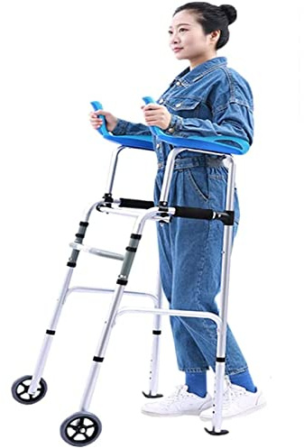 Tall Seniors & Adults Folding Walker with Arm Support, Extra Wide Front Wheels Rollator, 300lbs Load Capacity