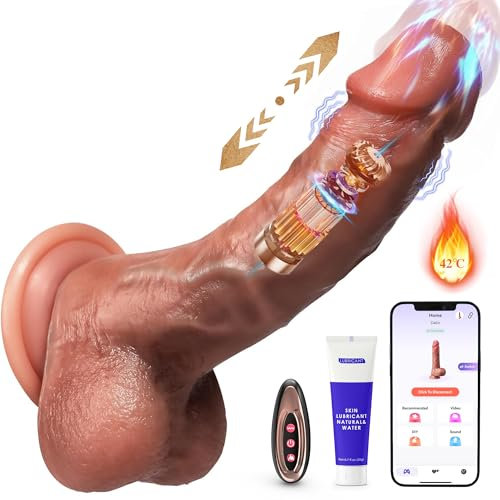 Thrusting Realistic Dildo Sex Toys, AI Sync Heating Thick Anal Dildos with Pressurized Faster 9 Telescopic & Vibrating Modes, Adult Sex Toys for Men & Women Couple Stimulation Vibrator
