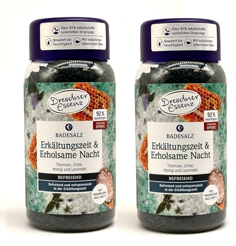 2er Pack Dresdner Essenz Badesalz Erkältungszeit & Erholsame Nacht 2 x 600g